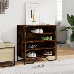 vidaXL Schuhregal Räuchereiche 80x38x78 cm Holzwerkstoff