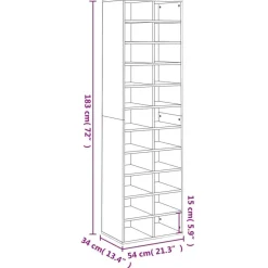 vidaXL Schuhregal Räuchereiche 54x34x183 cm Holzwerkstoff