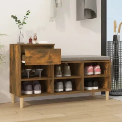 vidaXL Schuhregal Räuchereiche 102x36x60 cm Holzwerkstoff