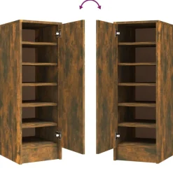 vidaXL Schuhregal Räuchereiche 32x35x92 cm Holzwerkstoff