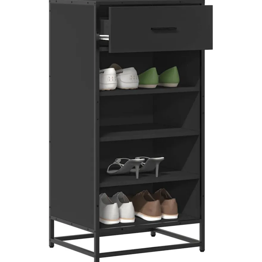 vidaXL Schuhregal Schwarz 48x38x97,5 cm Holzwerkstoff
