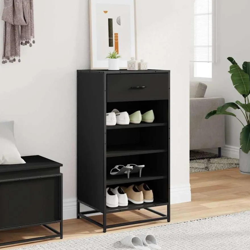 vidaXL Schuhregal Schwarz 48x38x97,5 cm Holzwerkstoff