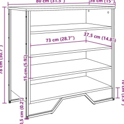 vidaXL Schuhregal Sonoma-Eiche 80x38x78 cm Holzwerkstoff