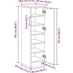 vidaXL Schuhschrank Altholz-Optik 29,5x35x100,5 cm Holzwerkstoff