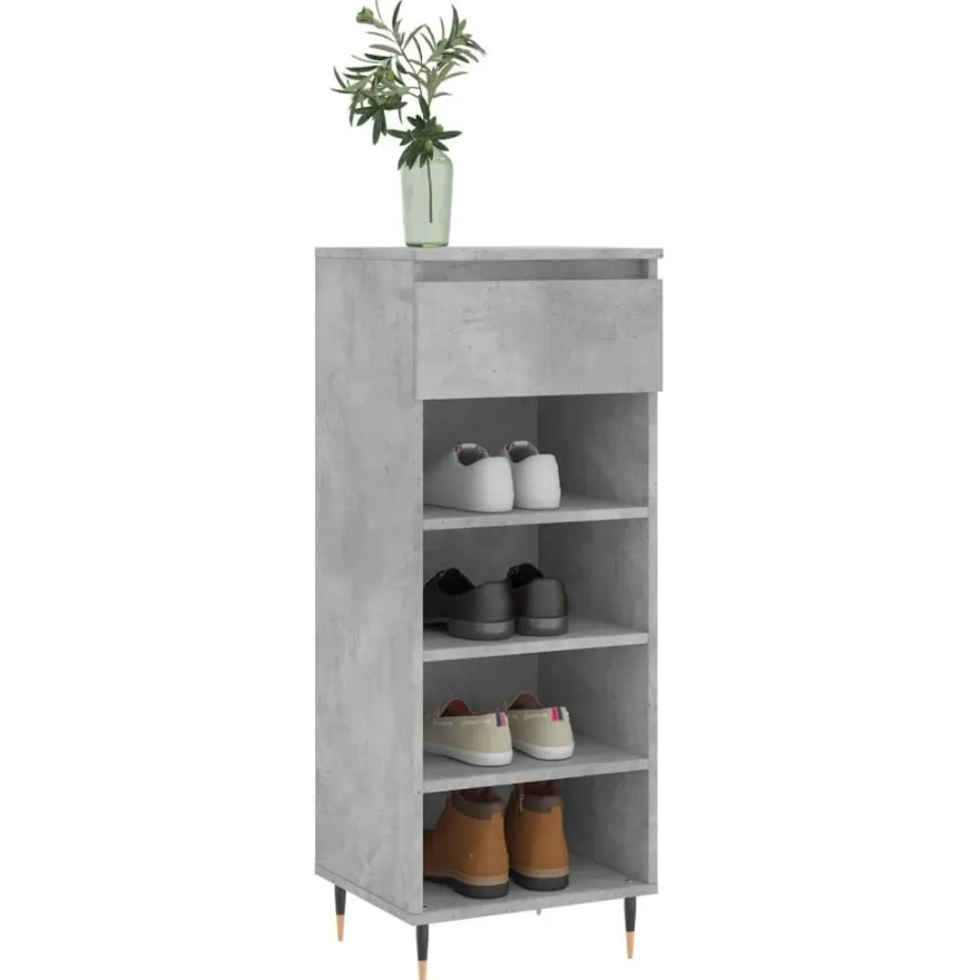 vidaXL Schuhschrank Betongrau 40x36x105 cm Holzwerkstoff