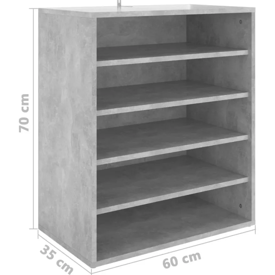 vidaXL Schuhschrank Betongrau 60x35x70 cm Holzwerkstoff