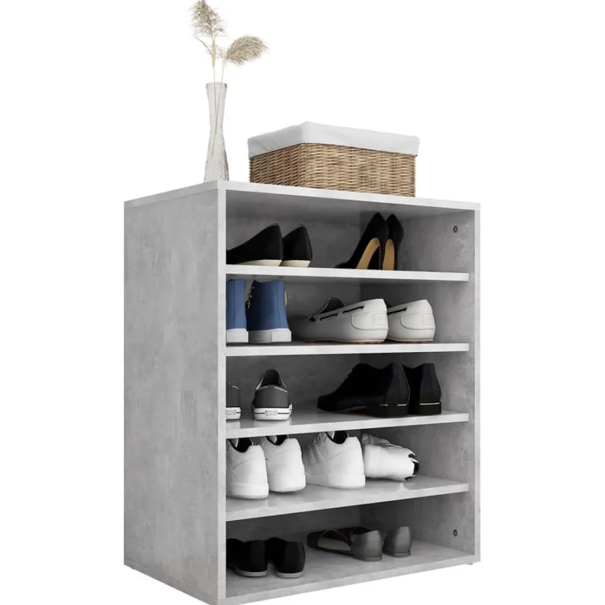 vidaXL Schuhschrank Betongrau 60x35x70 cm Holzwerkstoff