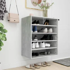 vidaXL Schuhschrank Betongrau 60x35x70 cm Holzwerkstoff