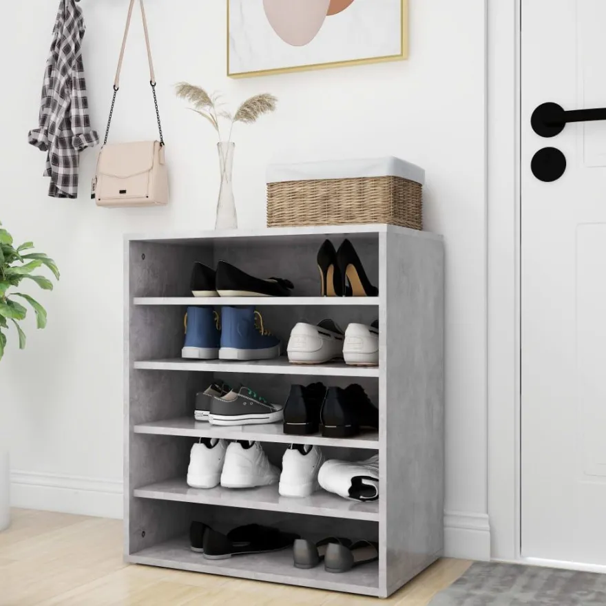 vidaXL Schuhschrank Betongrau 60x35x70 cm Holzwerkstoff