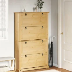 vidaXL Schuhschrank Corona 99x32x163,5 cm Massivholz Kiefer