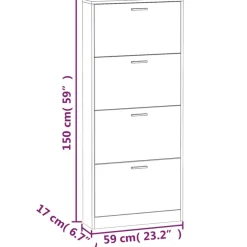vidaXL Schuhschrank Eichen-Optik 59x17x150 cm Holzwerkstoff
