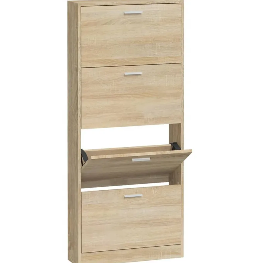 vidaXL Schuhschrank Eichen-Optik 59x17x150 cm Holzwerkstoff