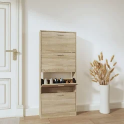 vidaXL Schuhschrank Eichen-Optik 59x17x150 cm Holzwerkstoff
