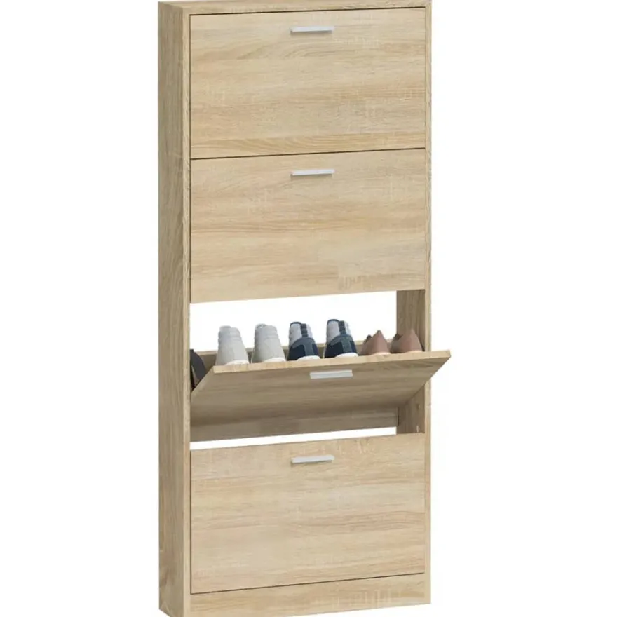 vidaXL Schuhschrank Eichen-Optik 59x17x150 cm Holzwerkstoff