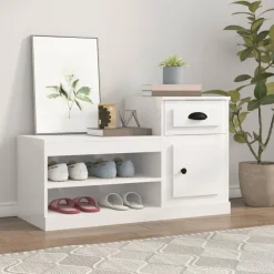 vidaXL Schuhschrank Hochglanz-Weiß 100x42x60 cm Holzwerkstoff