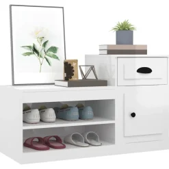 vidaXL Schuhschrank Hochglanz-Weiß 100x42x60 cm Holzwerkstoff
