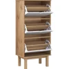vidaXL Schuhschrank OTTA mit 3 Schubladen Braun&Weiß Massivholz Kiefer