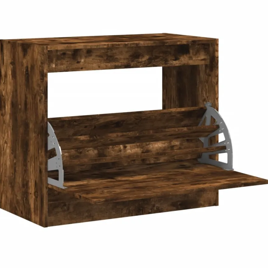 vidaXL Schuhschrank Räuchereiche 80x42x69 cm Holzwerkstoff