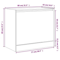 vidaXL Schuhschrank Räuchereiche 80x42x69 cm Holzwerkstoff