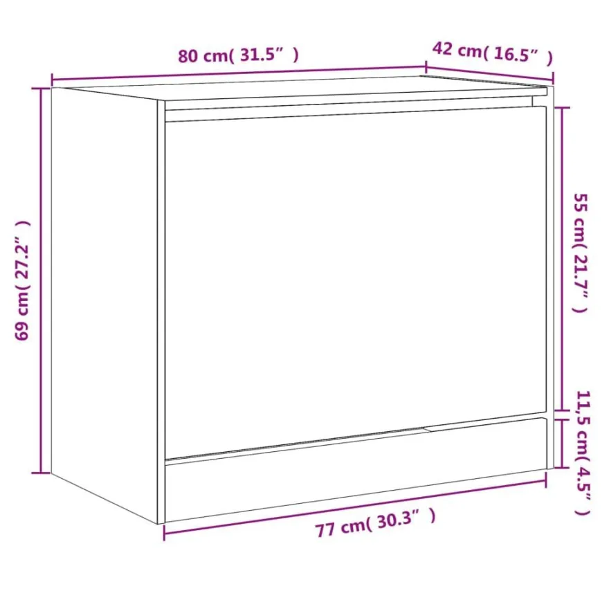 vidaXL Schuhschrank Räuchereiche 80x42x69 cm Holzwerkstoff
