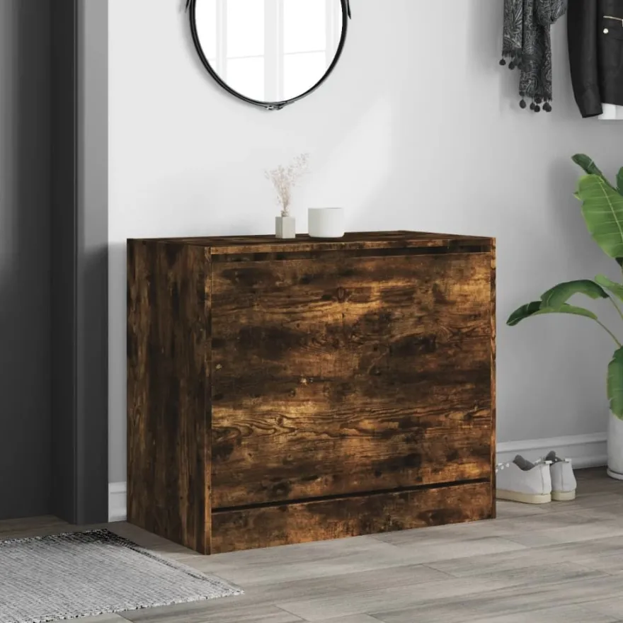 vidaXL Schuhschrank Räuchereiche 80x42x69 cm Holzwerkstoff
