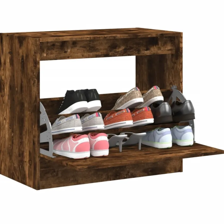 vidaXL Schuhschrank Räuchereiche 80x42x69 cm Holzwerkstoff