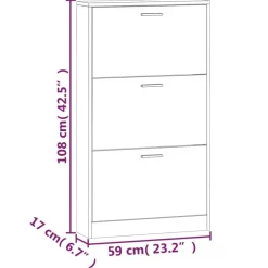 vidaXL Schuhschrank Schwarz 59x17x108 cm Holzwerkstoff