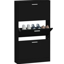vidaXL Schuhschrank Schwarz 59x17x108 cm Holzwerkstoff