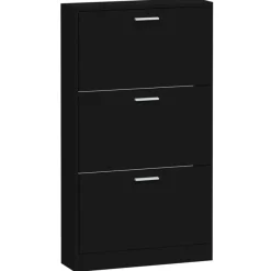 vidaXL Schuhschrank Schwarz 59x17x108 cm Holzwerkstoff