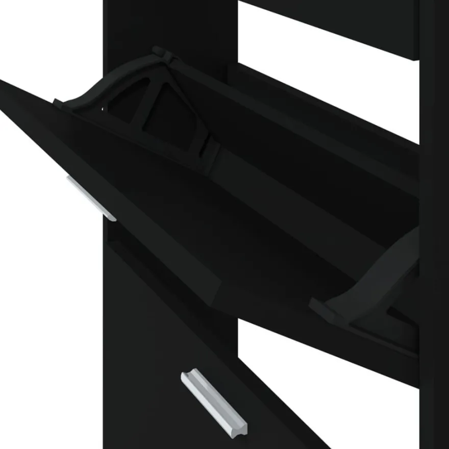 vidaXL Schuhschrank Schwarz 59x17x108 cm Holzwerkstoff