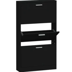 vidaXL Schuhschrank Schwarz 59x17x108 cm Holzwerkstoff