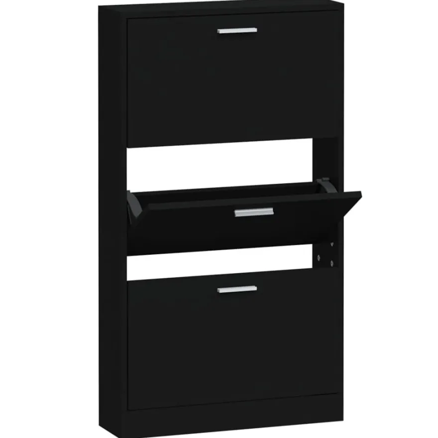 vidaXL Schuhschrank Schwarz 59x17x108 cm Holzwerkstoff