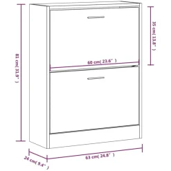 vidaXL Schuhschrank Schwarz 63x24x81 cm Holzwerkstoff