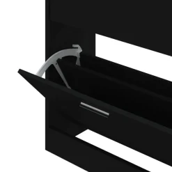 vidaXL Schuhschrank Schwarz 63x24x81 cm Holzwerkstoff