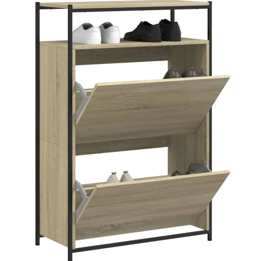 vidaXL Schuhschrank Sonoma-Eiche 75x34x112 cm Holzwerkstoff