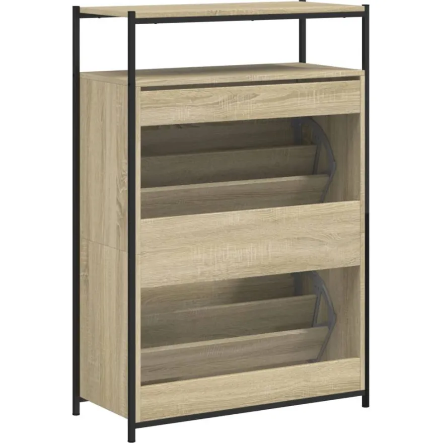 vidaXL Schuhschrank Sonoma-Eiche 75x34x112 cm Holzwerkstoff