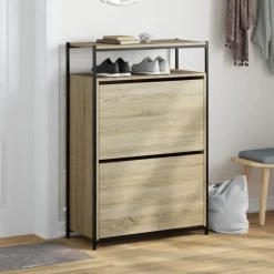 vidaXL Schuhschrank Sonoma-Eiche 75x34x112 cm Holzwerkstoff