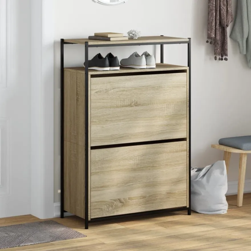 vidaXL Schuhschrank Sonoma-Eiche 75x34x112 cm Holzwerkstoff