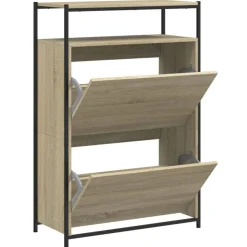 vidaXL Schuhschrank Sonoma-Eiche 75x34x112 cm Holzwerkstoff