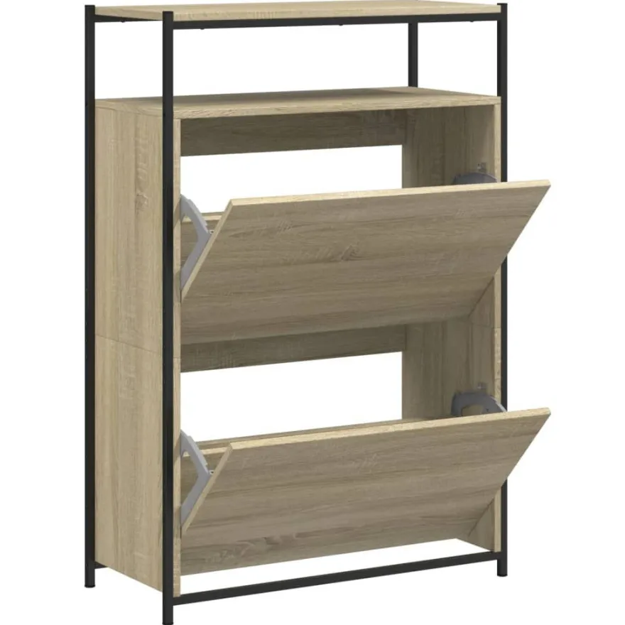 vidaXL Schuhschrank Sonoma-Eiche 75x34x112 cm Holzwerkstoff