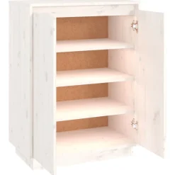 vidaXL Schuhschrank Weiß 60x35x80 cm Massivholz Kiefer