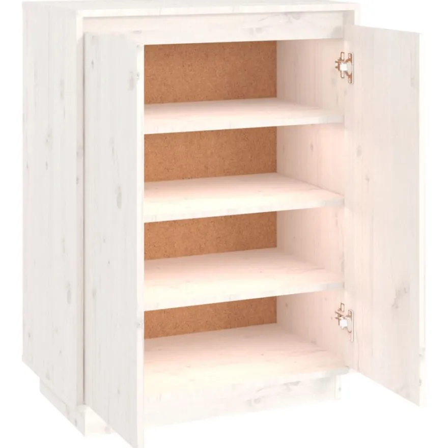 vidaXL Schuhschrank Weiß 60x35x80 cm Massivholz Kiefer