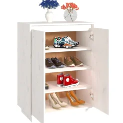 vidaXL Schuhschrank Weiß 60x35x80 cm Massivholz Kiefer