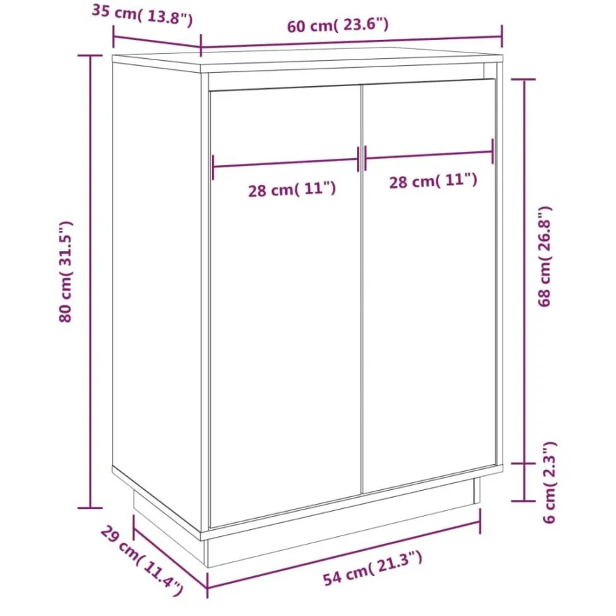 vidaXL Schuhschrank Weiß 60x35x80 cm Massivholz Kiefer