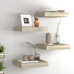 vidaXL Schwebende Wandregale 4 Stk. Eichefarben 23x23,5x3,8cm MDF