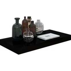 vidaXL Schweberegale 4 Stk. Hochglanz-Schwarz 50x23x3,8 cm MDF