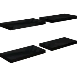 vidaXL Schweberegale 4 Stk. Hochglanz-Schwarz 50x23x3,8 cm MDF