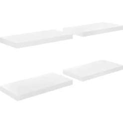 vidaXL Schweberegale 4 Stk. Hochglanz-Weiß 50x23x3,8 cm MDF