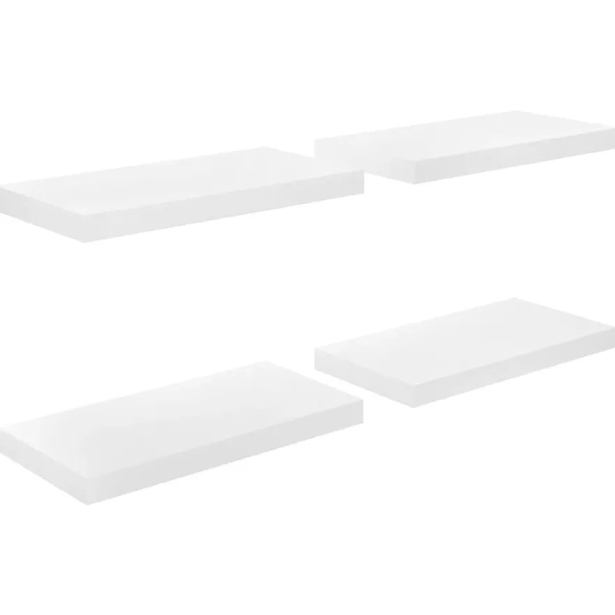 vidaXL Schweberegale 4 Stk. Hochglanz-Weiß 50x23x3,8 cm MDF