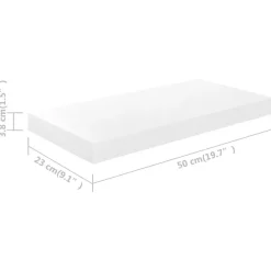vidaXL Schweberegale 4 Stk. Hochglanz-Weiß 50x23x3,8 cm MDF